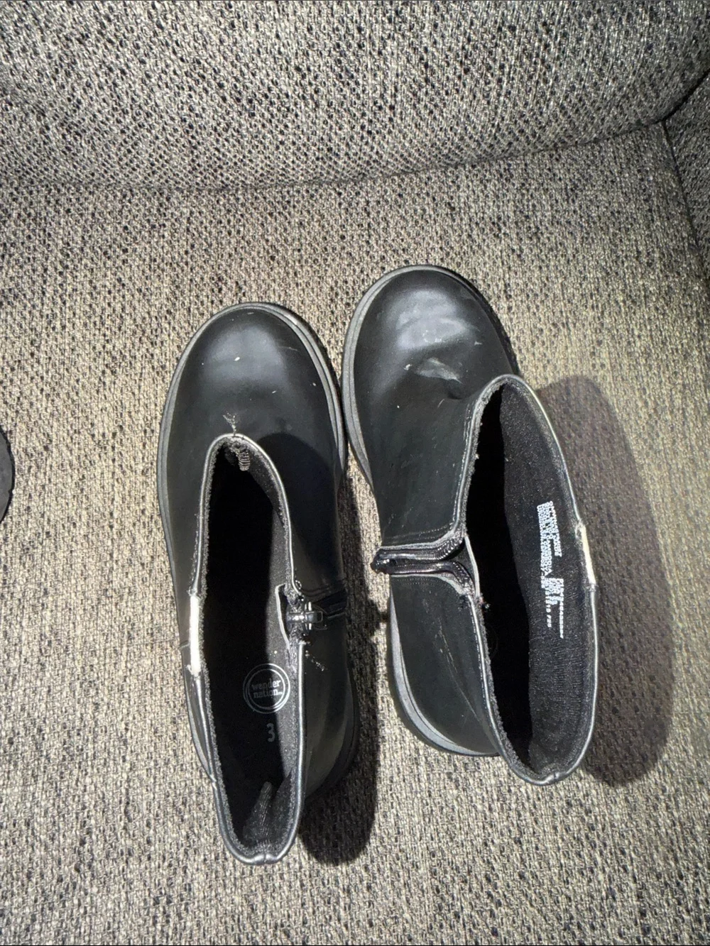 Black Platform Suede Slip-On Booties + Black Leather Star Ankle Boots - 2 Pairs
